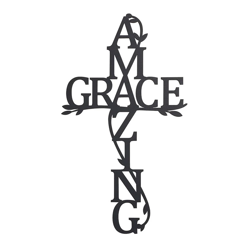 Amazing Grace Wood Cross Plaque - Image 4