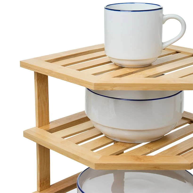 Bamboo Kitchen Counter Corner Shelf - Image 3