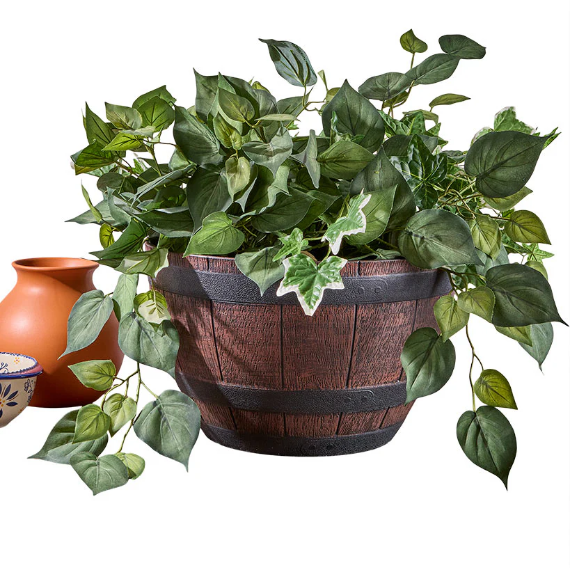 Barrel Shaped Planter Indoor or Outdoor 15" dia x 9"H - Image 3