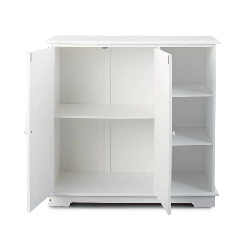 Beadboard Wooden Cabinet with 3 Storage Shelves and Cupboard - Image 13