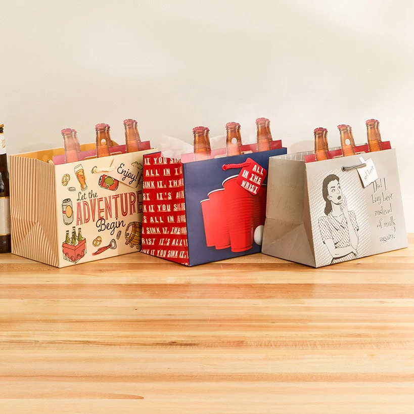 Beer Bottle Gift Bag Set - 3-Pk. - Image 4