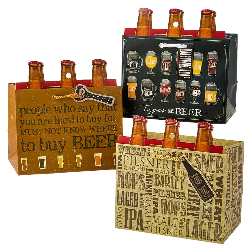Beer Bottle Gift Bag Set - 3-Pk. - Image 8
