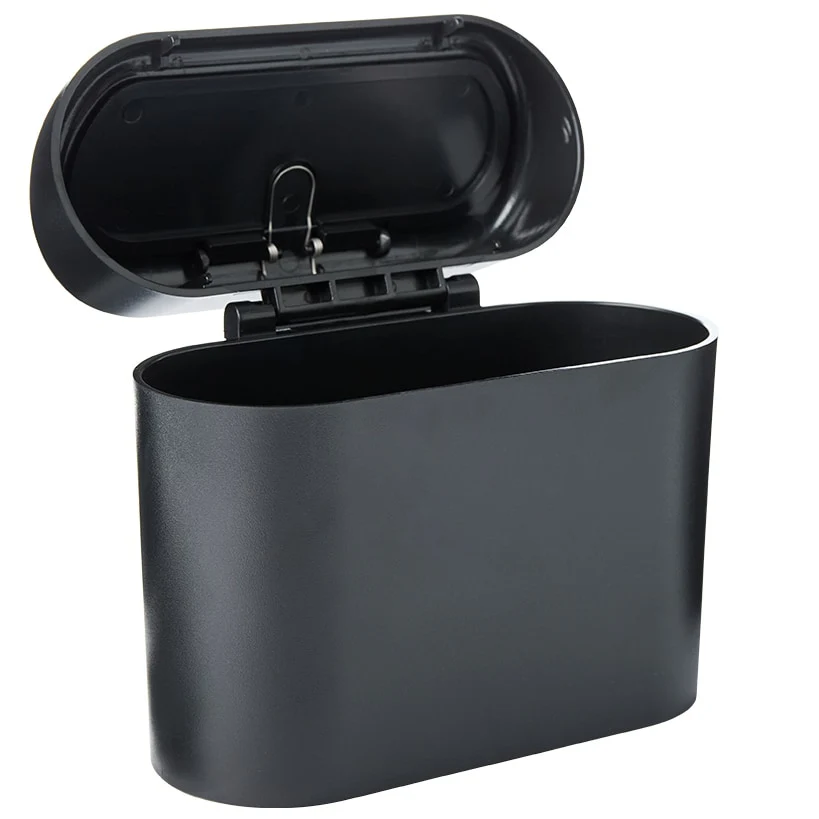 Black Waterproof Leakproof Car Trash Bin with Clip - Image 3