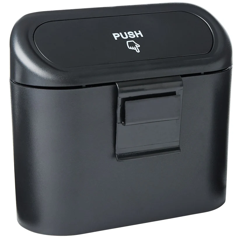 Black Waterproof Leakproof Car Trash Bin with Clip - Image 4