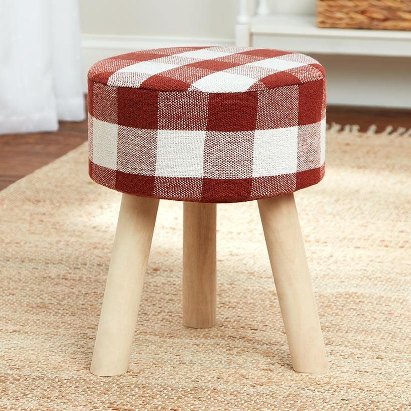 Buffalo Check Round Footstool Ottoman - Image 4