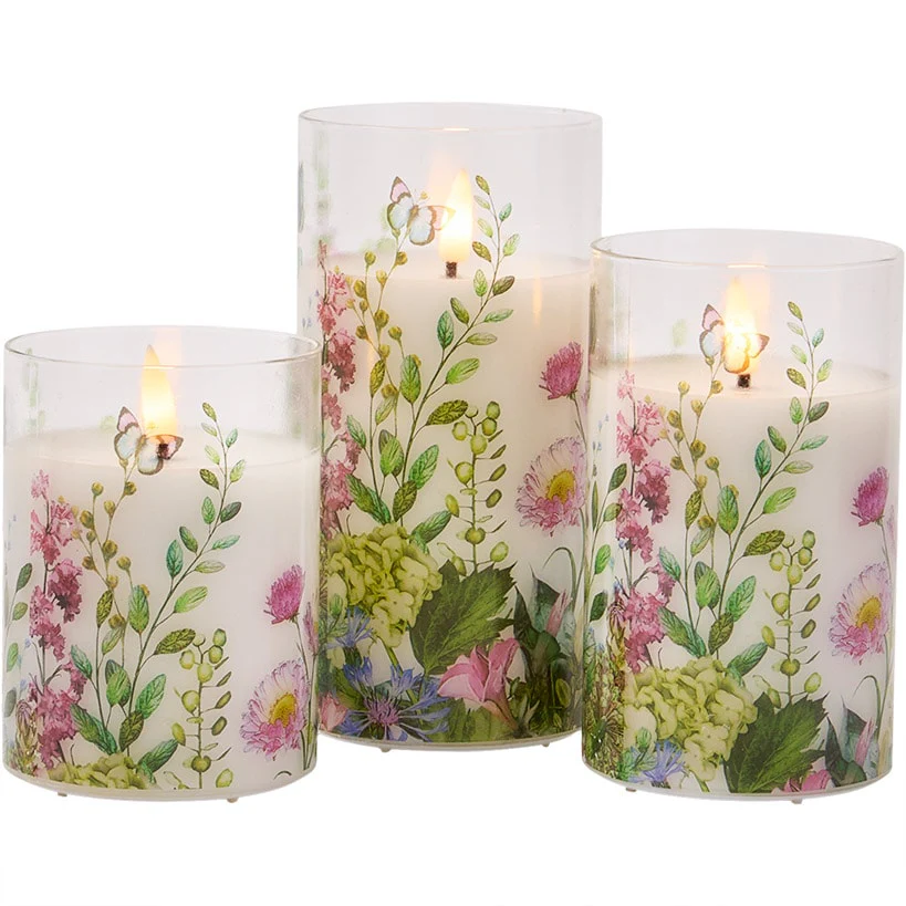 Set of 3 Lemon Themed Glass LED Candles - Image 3