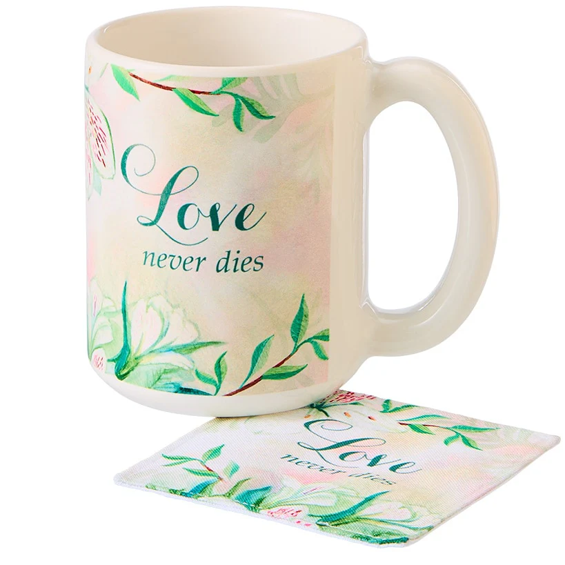 Cardinal Love Never Dies Mug & Coaster Set or Frame - Image 3