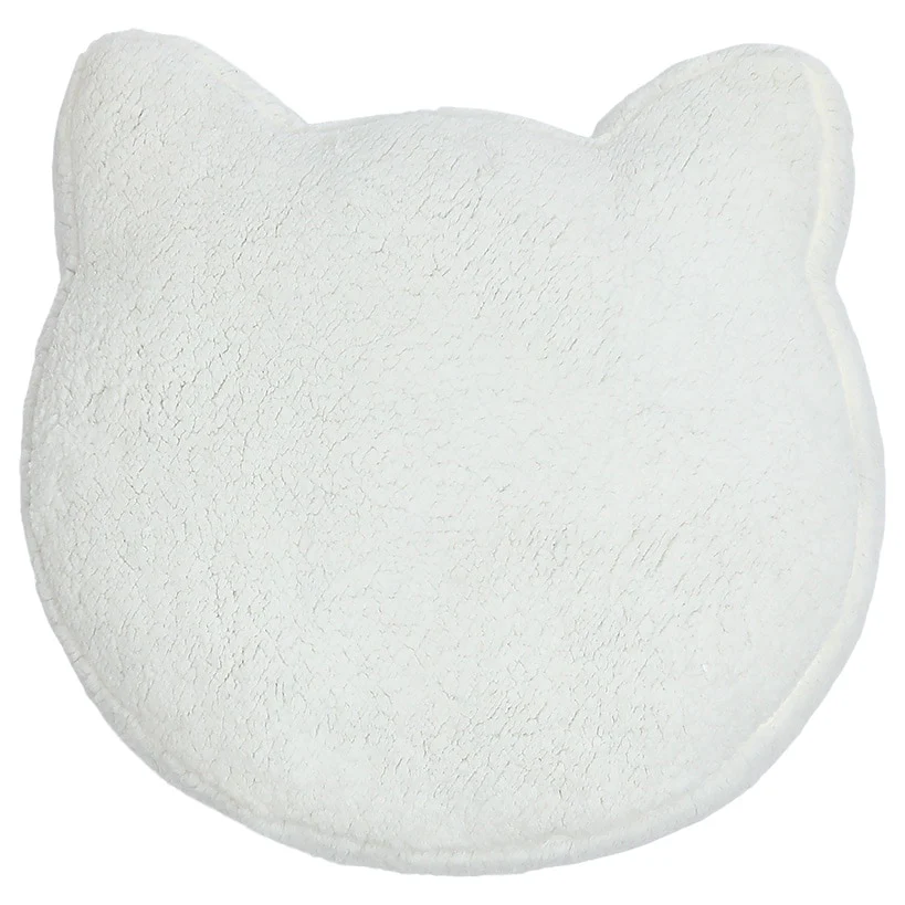 Cat Head Shaped Sherpa Bed Warm Cozy Portable Washable Non Slip Bottom - Image 3