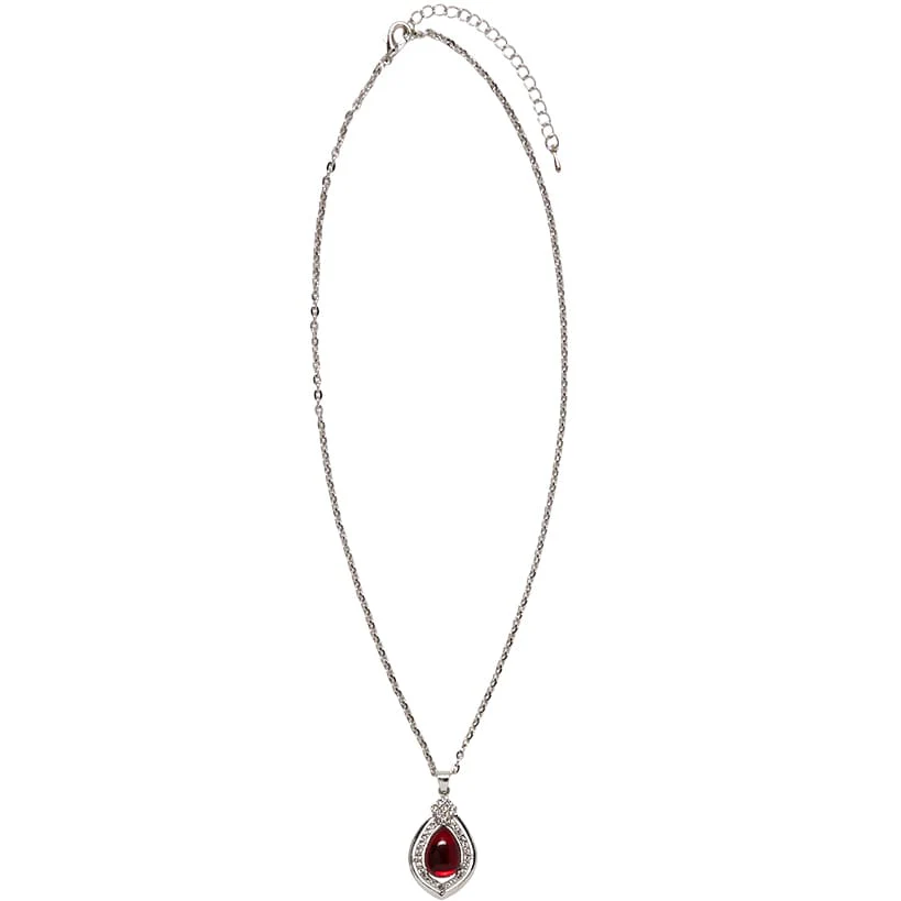 Chalcedony Red Stone Pendant with Chain - Image 3