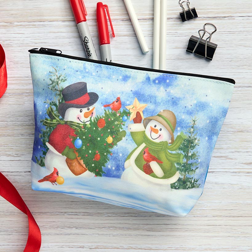 Christmas Zipper Pouch - Snowman or Gingerbread - Image 3