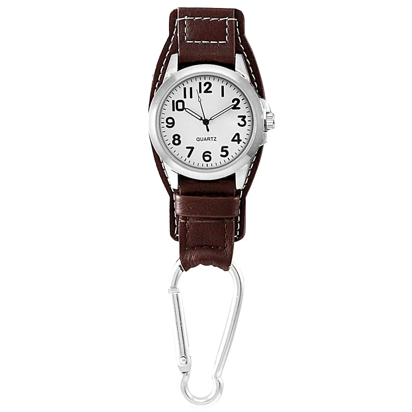 Clip On Analog Watch Brown with Carabiner - Image 3