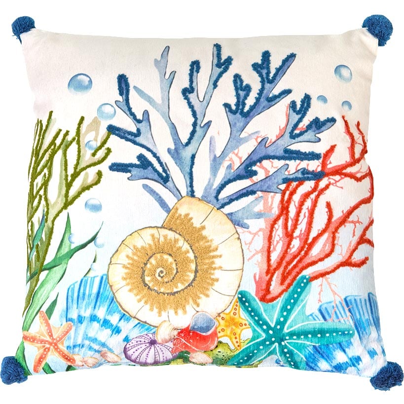 Coastal Themed Embroidered Decorative Pillow - Image 2