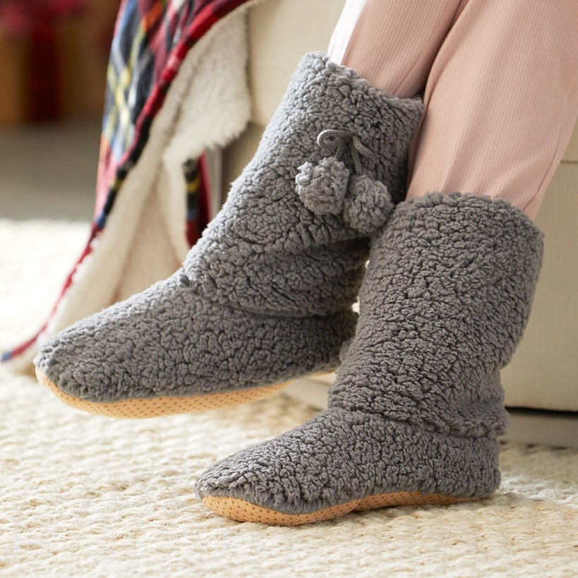 Cozy Sherpa Snuggle Socks Gray Small/Medium