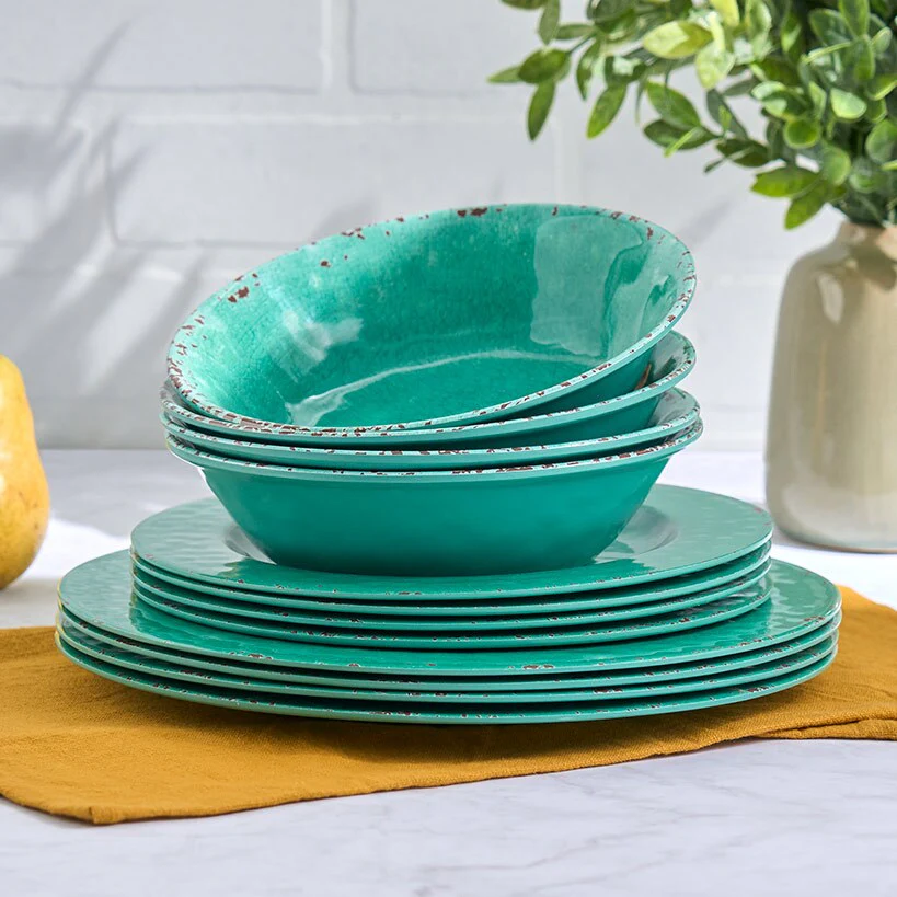 Crackle Lightweight Melamine Dinnerware Set - 12-Pc. - Image 3