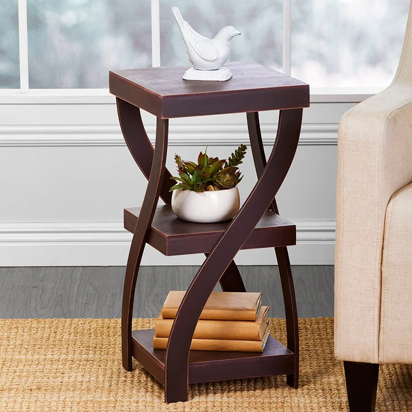 Distressed Twisted Wood Accent Table - Image 7