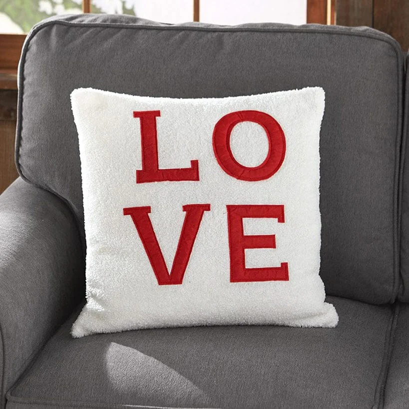 Faux Shearling Decorative Pillow with Sentiment - Image 2