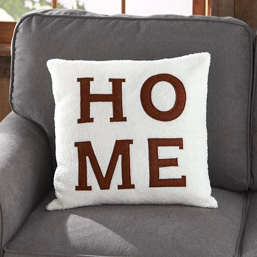 Faux Shearling Decorative Pillow with Sentiment - Image 3