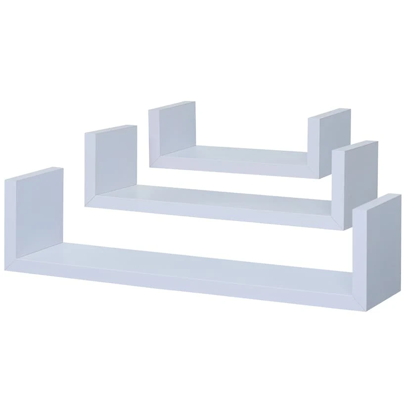 Floating Wood Shelves in White - Set of 3 - Image 3