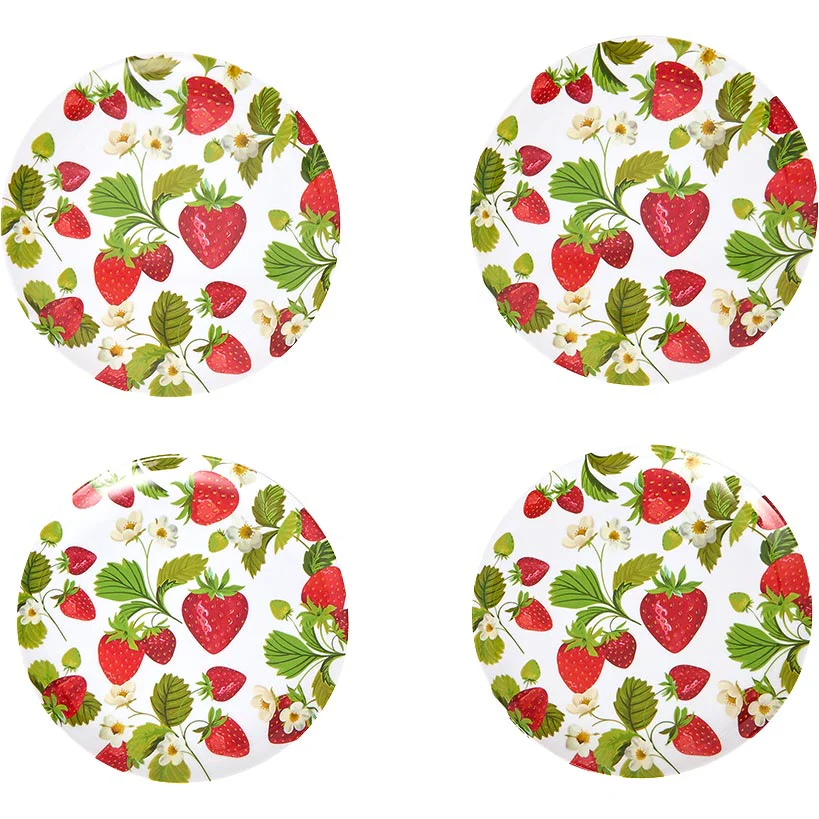 Fresh off the Vine Strawberry Pattern Plates or Beaded Wooden Serving Tray - Image 4