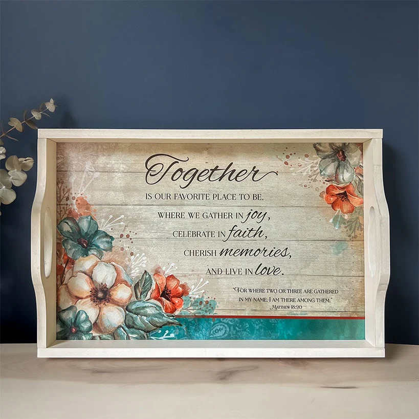 Gather Together Collection - Pie Plate, Wall Cross, Measuring Spoons, Tray - Image 5