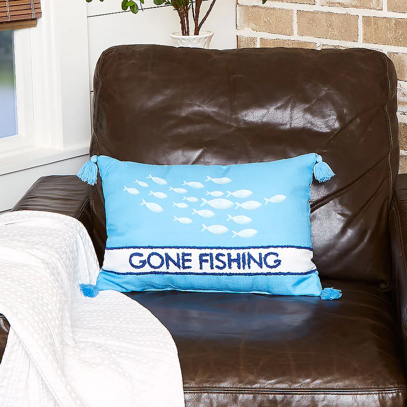 Gone to the Lake Embroidered Decorative Pillow - Image 2