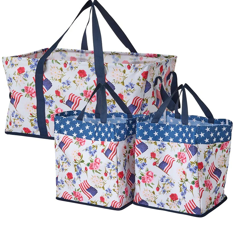 Heavy-Duty All Purpose Patterned Tote Bags - Set of 3 - Image 15