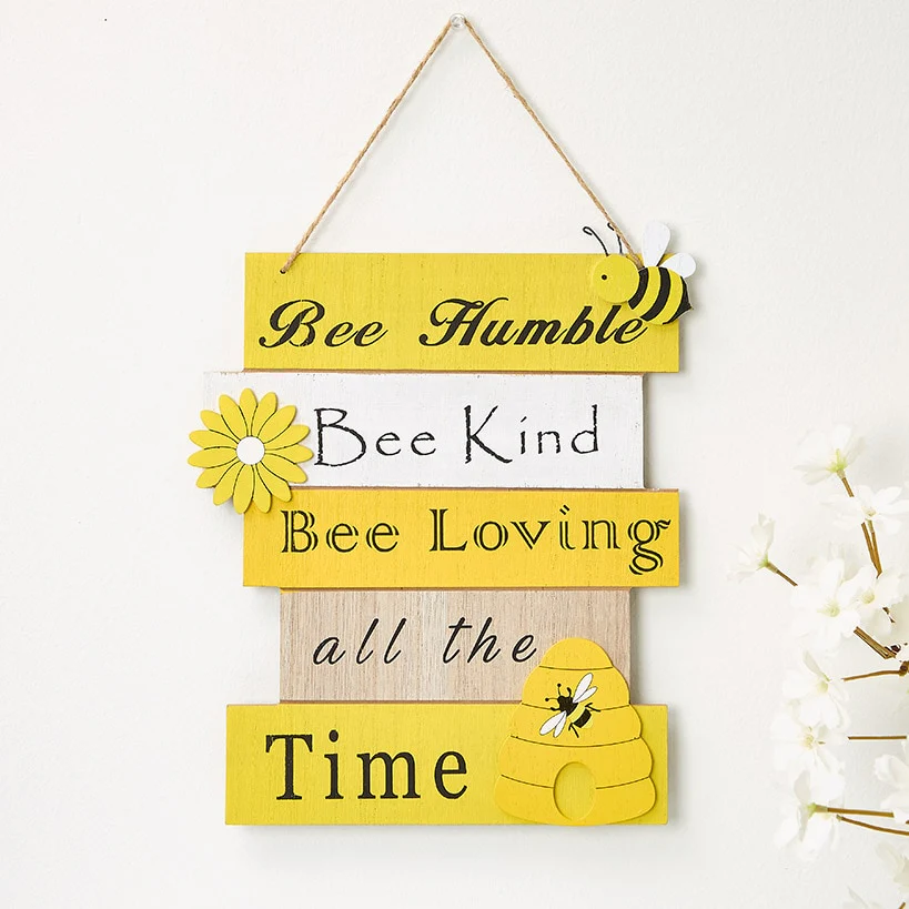 Rustic Bee Wall Sign With Uplifting Messages