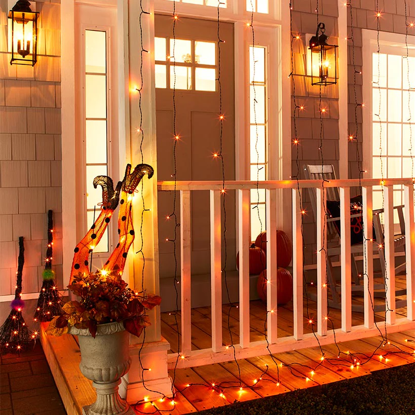 Icicle LED Curtain Lights Orange - 10 Ft - Image 4