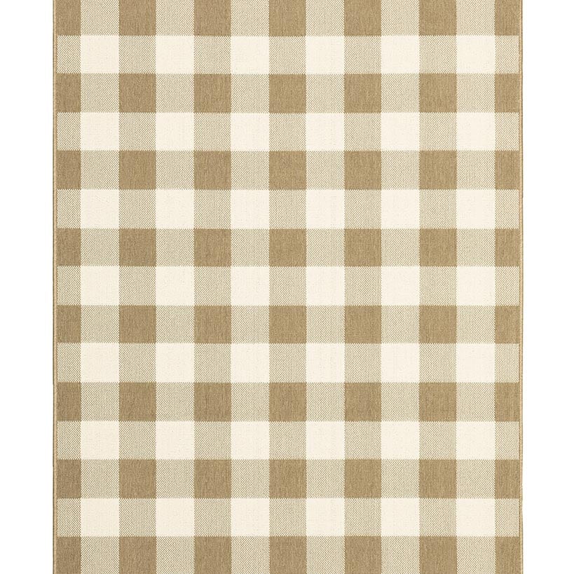 Indoor/Outdoor Beige Buffalo Plaid Rug - Image 4