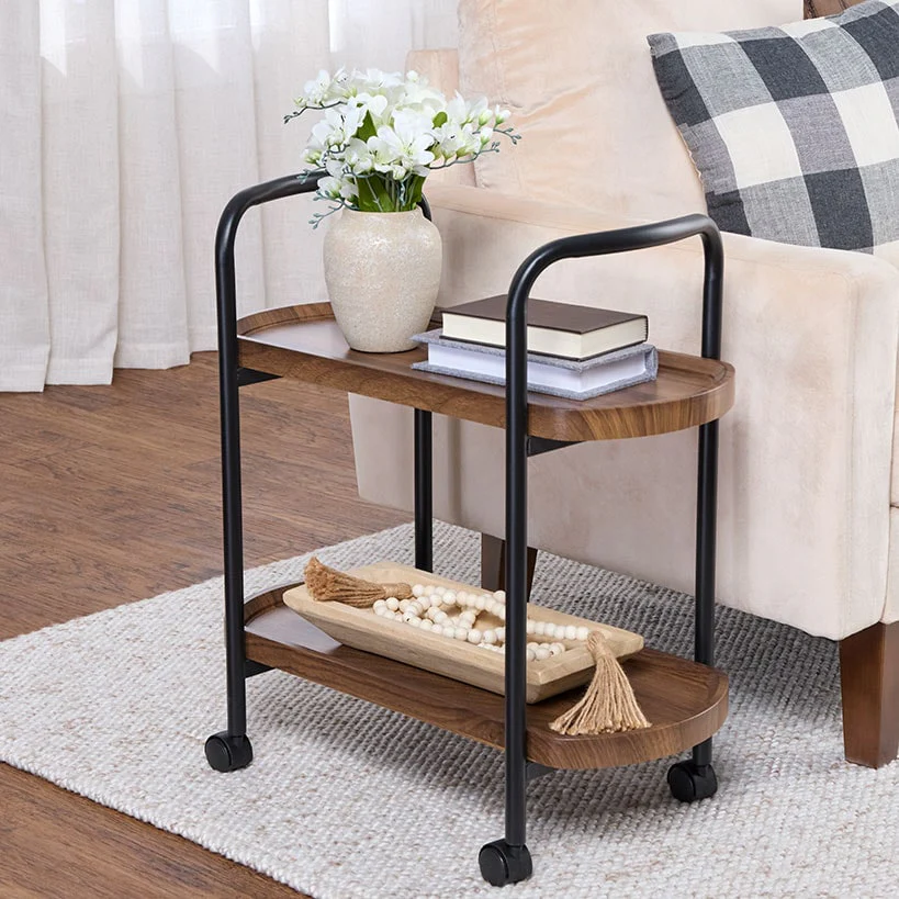 Kitchen or Bar Serving Cart with Wheels - 2-Tier - Image 3