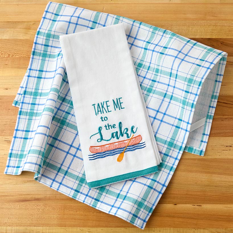 Lake Themed Embroidered Kitchen Towels, Set of 2 - Image 3