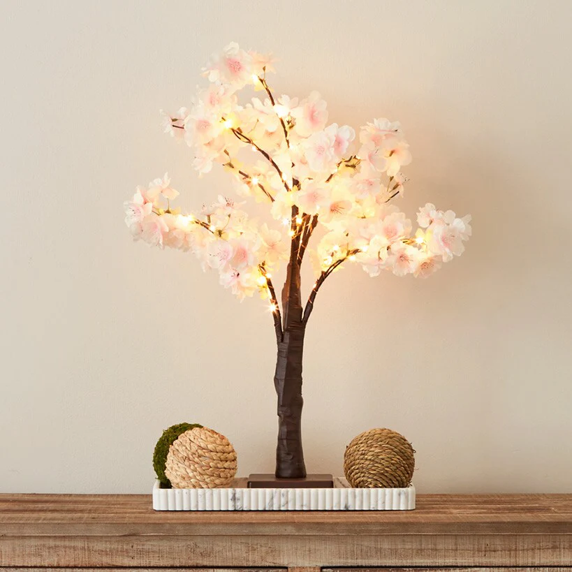 Lighted Cherry Blossom Garland, 2 Pc Branches, Table Tree, or 48" Tree - Image 3