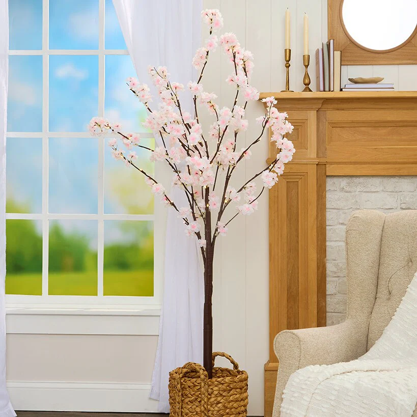 Lighted Cherry Blossom Garland, 2 Pc Branches, Table Tree, or 48" Tree - Image 6