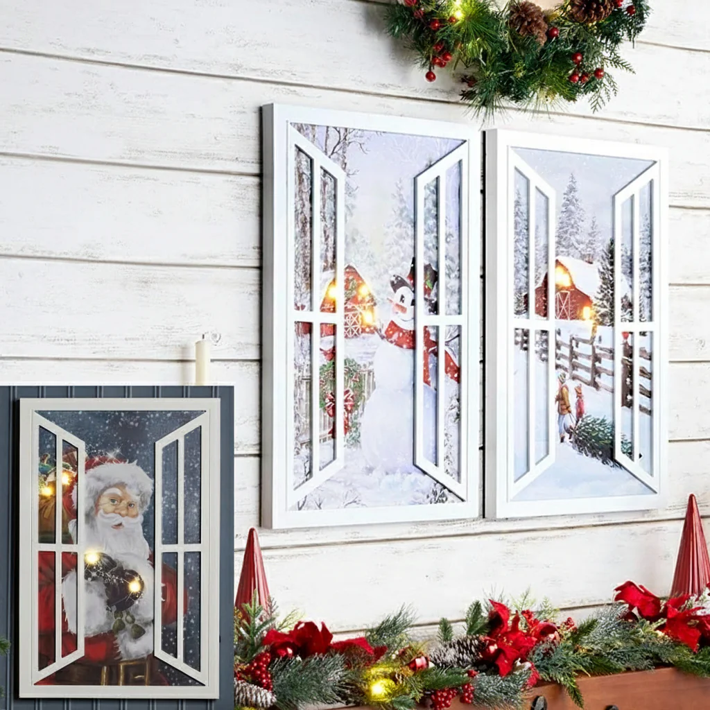 Lighted Holiday Window Wall Art
