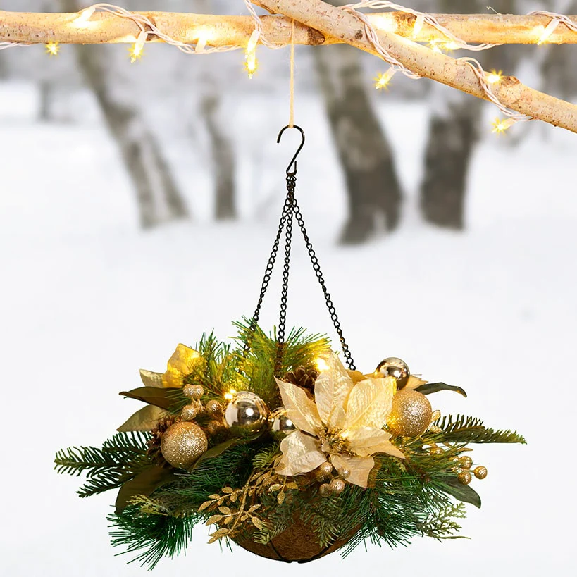 Lighted Seasonal Basket with Timer - Image 3