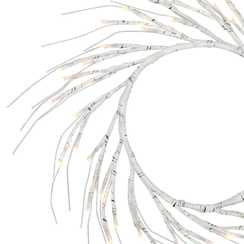 Lighted Winter Birch Branch Wreath 24" - Image 3
