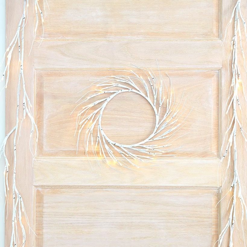 Lighted Winter Birch Branch Wreath 24" - Image 5