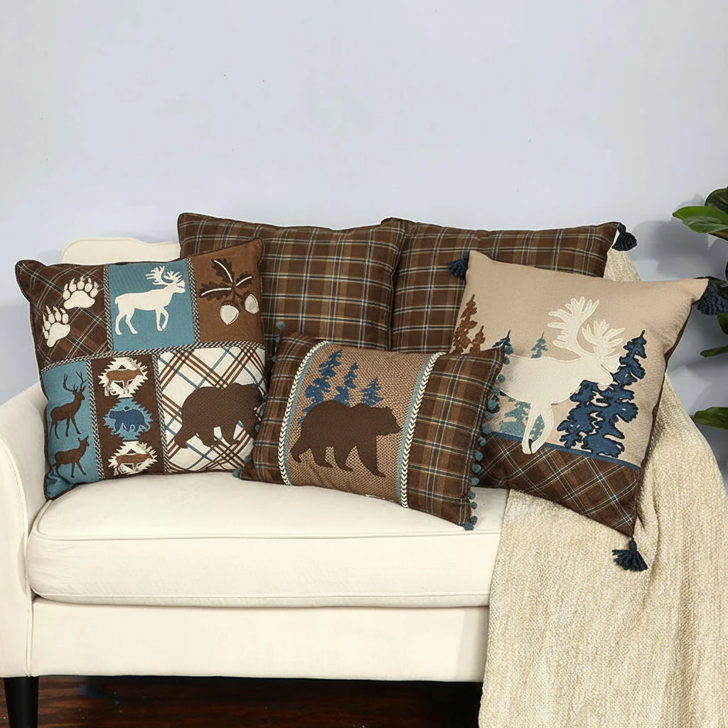 Lodge Embroidered Decorative Pillow