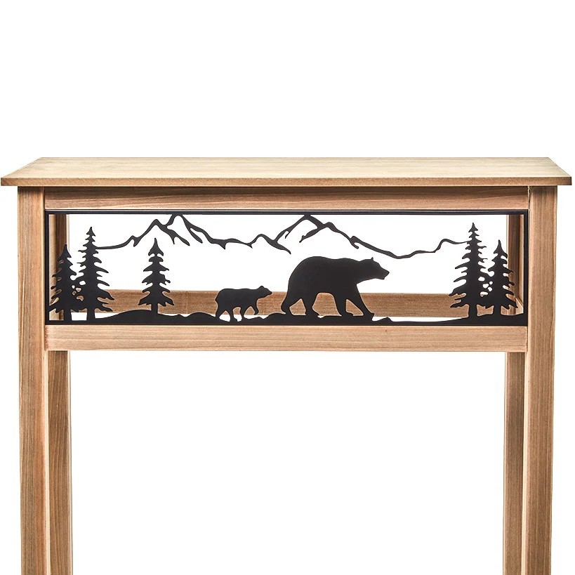 Lodge Wood Console Table with Metal Bear Accents - Image 2