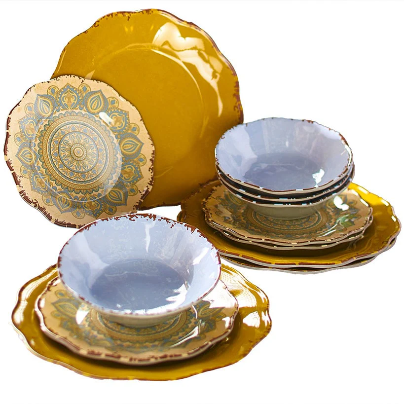 Mandala Melamine 12-Pc. Dinnerware Set - Image 4
