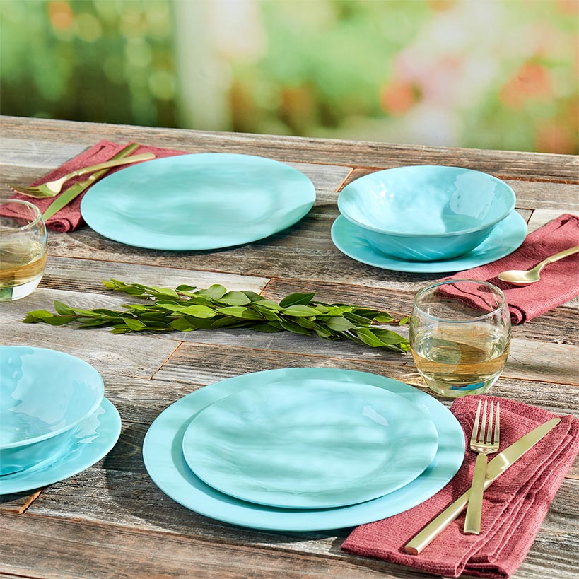 Melamine Dinnerware Service for 4 Set Vibrant Colors 12pc Set - Image 3