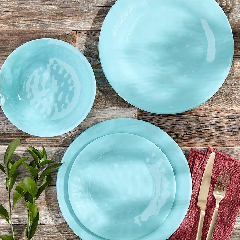Melamine Dinnerware Service for 4 Set Vibrant Colors 12pc Set - Image 4