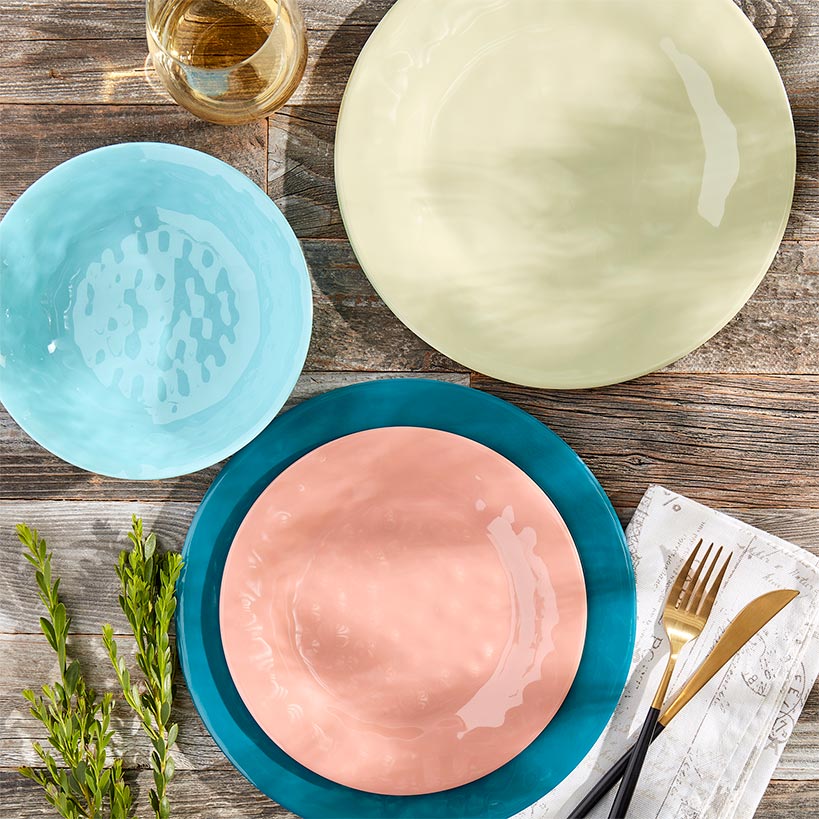 Melamine Dinnerware Service for 4 Set Vibrant Colors 12pc Set - Image 7