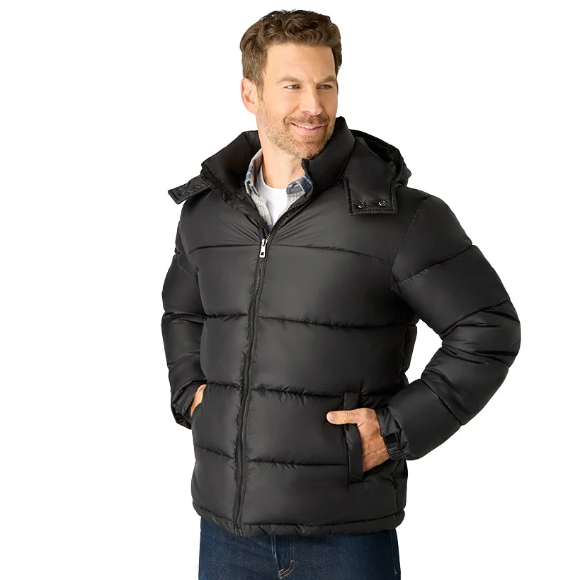 Men's Black Puffer Jacket - Image 5