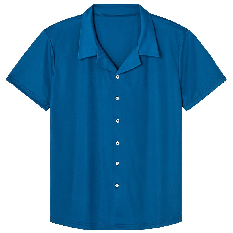Men's Navy Button Down Short Sleeve Shirt - Image 2