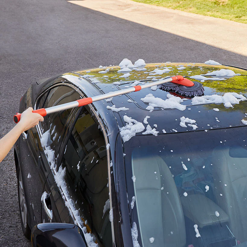 Microfiber Car Cleaning Brush with Double Mop, Extends 44" Long - Image 3
