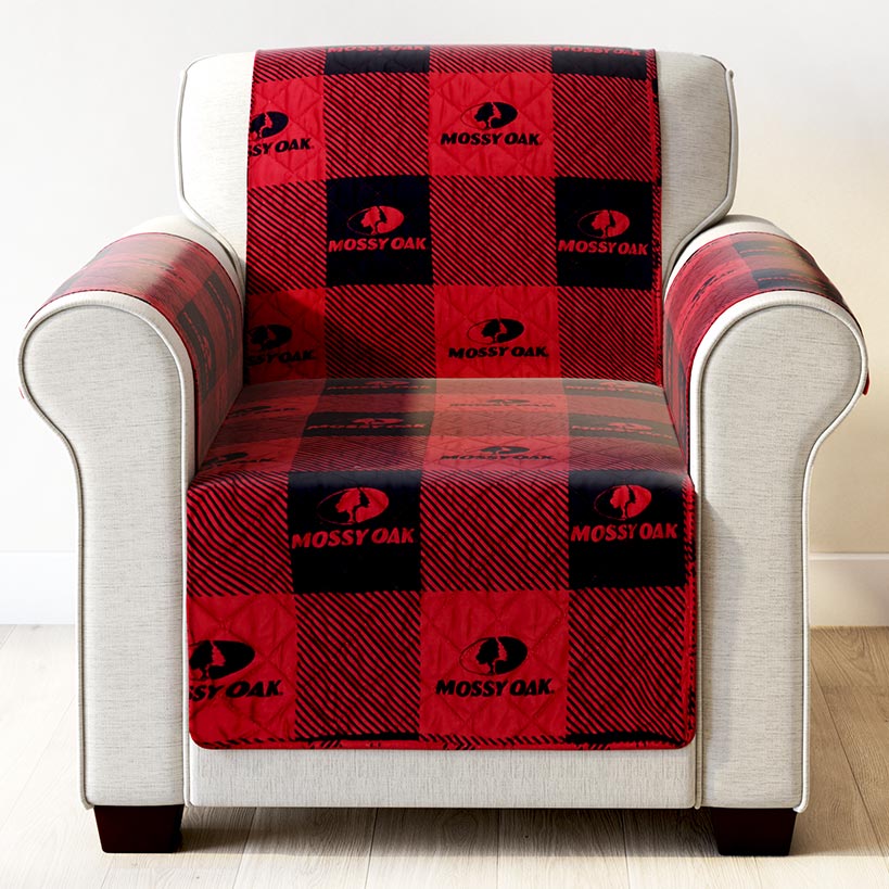 Mossy Oak Red Buffalo Logo Quilted Furniture Cover Chair, Loveseat, Sofa - Image 6