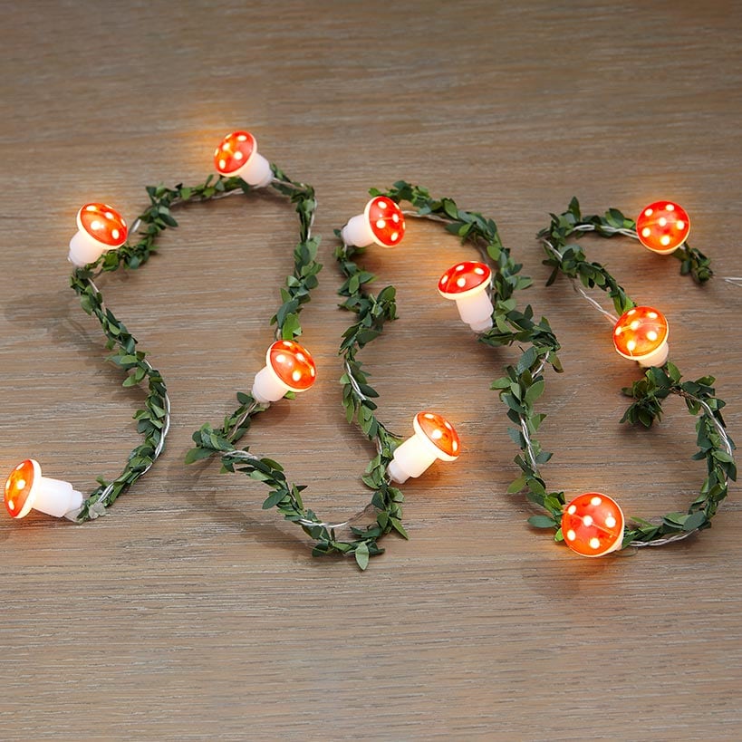 Mushroom String Lights With Greenery - Image 2