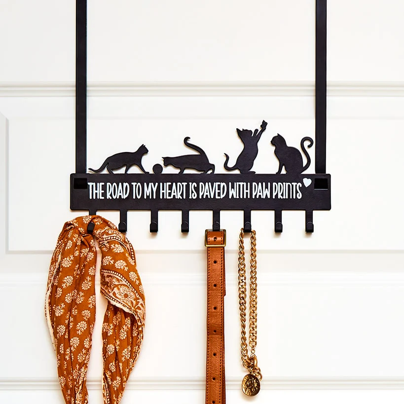 Over The Door Hooks with Cat Sentiment