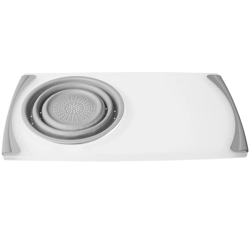 Over the Sink Kitchen Cutting Board with Collapsible Colander - Image 2
